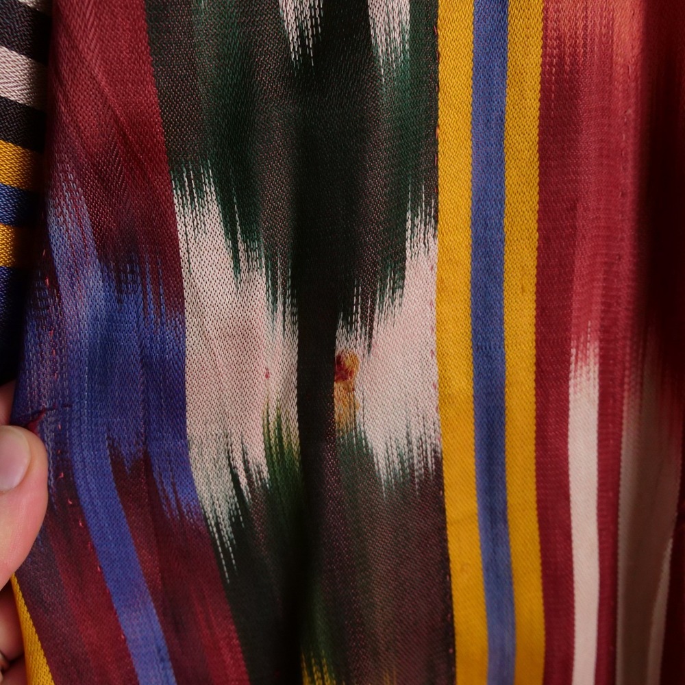 AMAZING antique Uzbekistan ikat dyed silk and calico cotton reversible jacket - Picture 7 of 14
